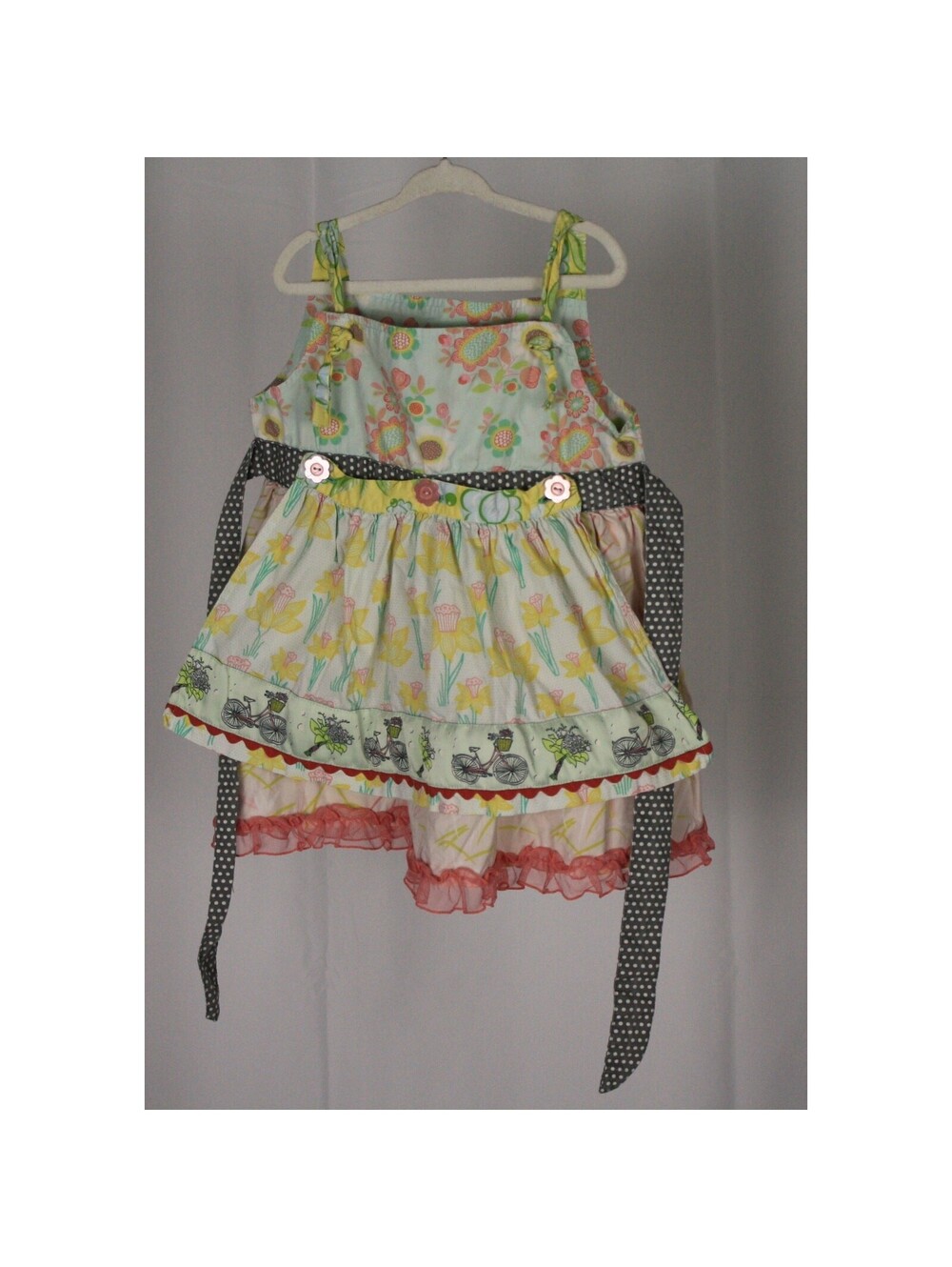 Matilda Jane Girls Size 8 Floral Apron Dress Lace Trim